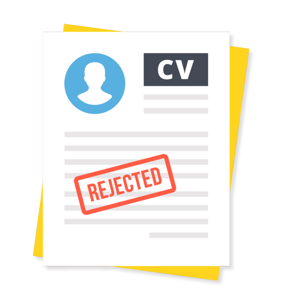 Rejected resume Illustration of a resume marked with a red REJECTED stamp, representing how generic or poorly optimized resumes get filtered out by ATS systems